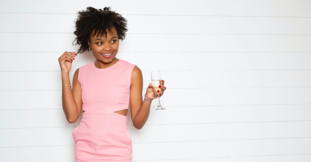 woman drinking champagne